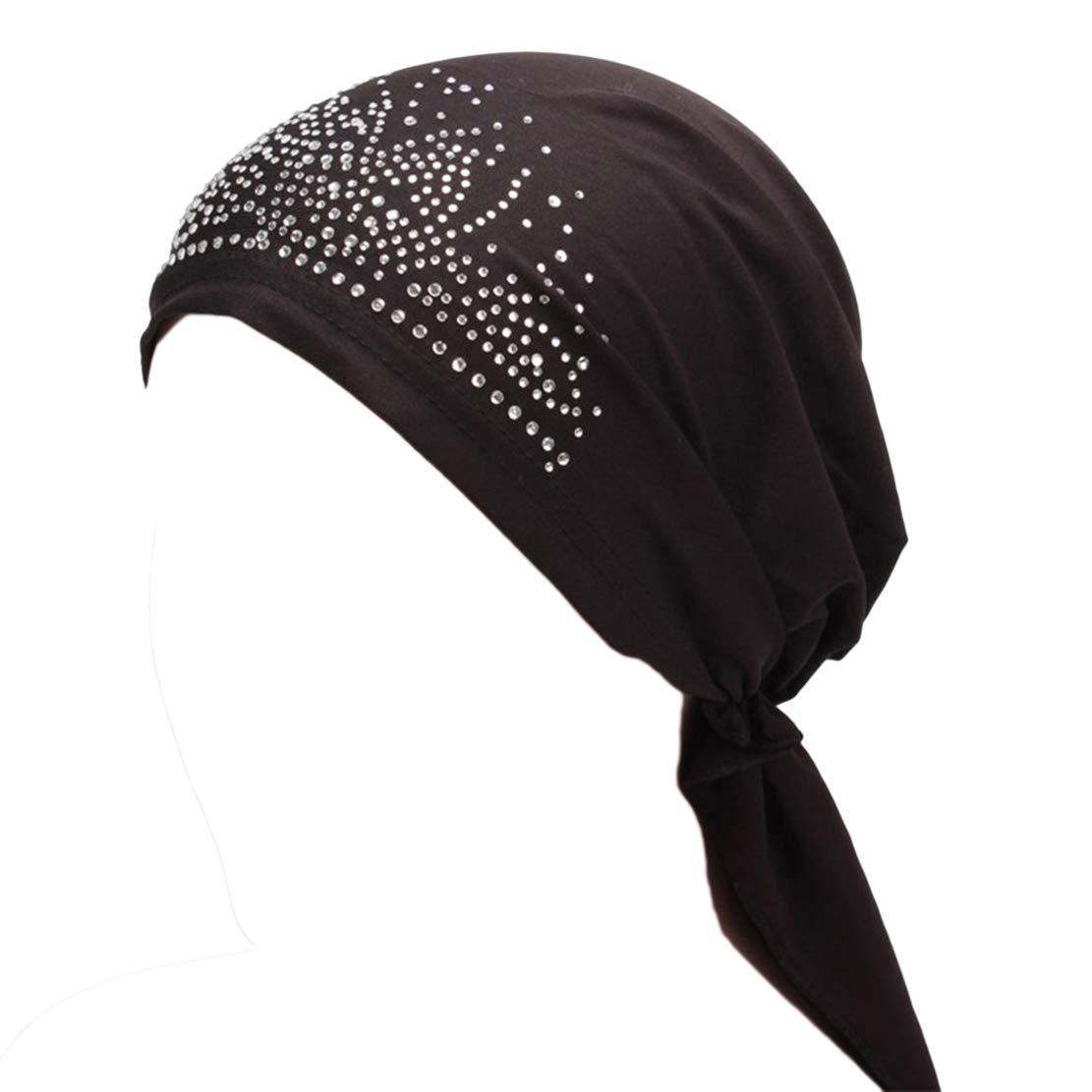 Belyee Womens Head Wraps Long Hair Scarf Turban Pre-tie Head Scarves for African Women Black