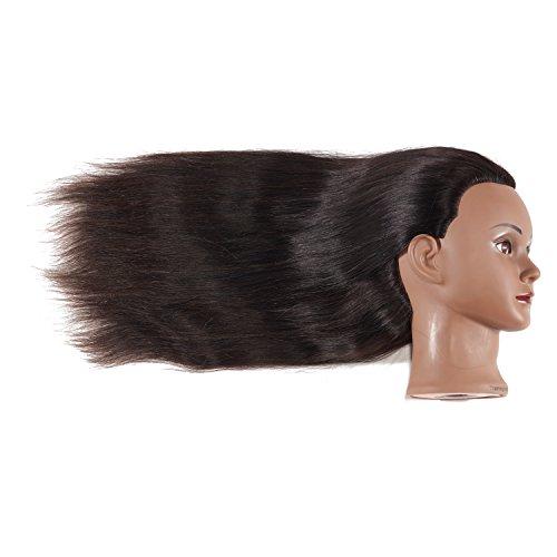 training head 24"-26" 100% Human hair Mannequin head Training Head Cosmetology Manikin Head Doll Head with free Clamp (Black Hair)
