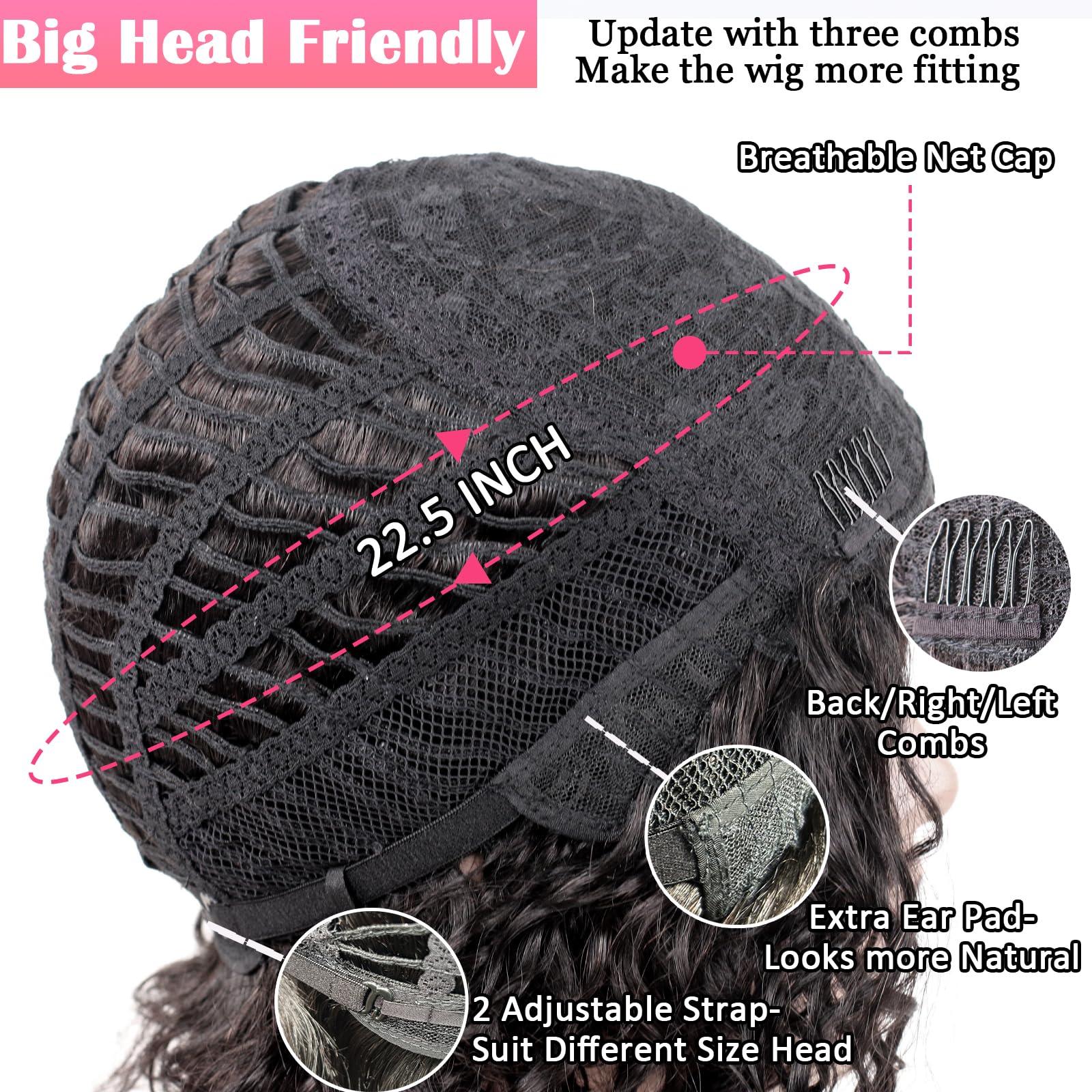 ManeMajesty ManeMajesty Short Curly Human Hair Wigs for Black Women Short Kinky Curly Afro Wig No Lace Front Glueless Wig Highlight Ombre Side Part Jerry Curl Wig -100% Brazilian Human Hair (FS1B/30, 14 Inch)