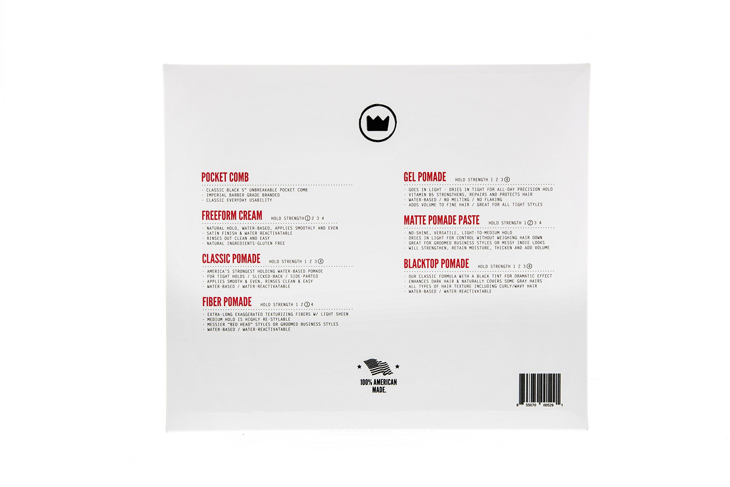 Imperial Barber Imperial Barber Travel Assortment/Gift Set Men\'s Traveling Hair Style -Classic, Fiber, Gel & Blacktop Pomade, Matte Pomade Paste, Freeform Cream, Comb