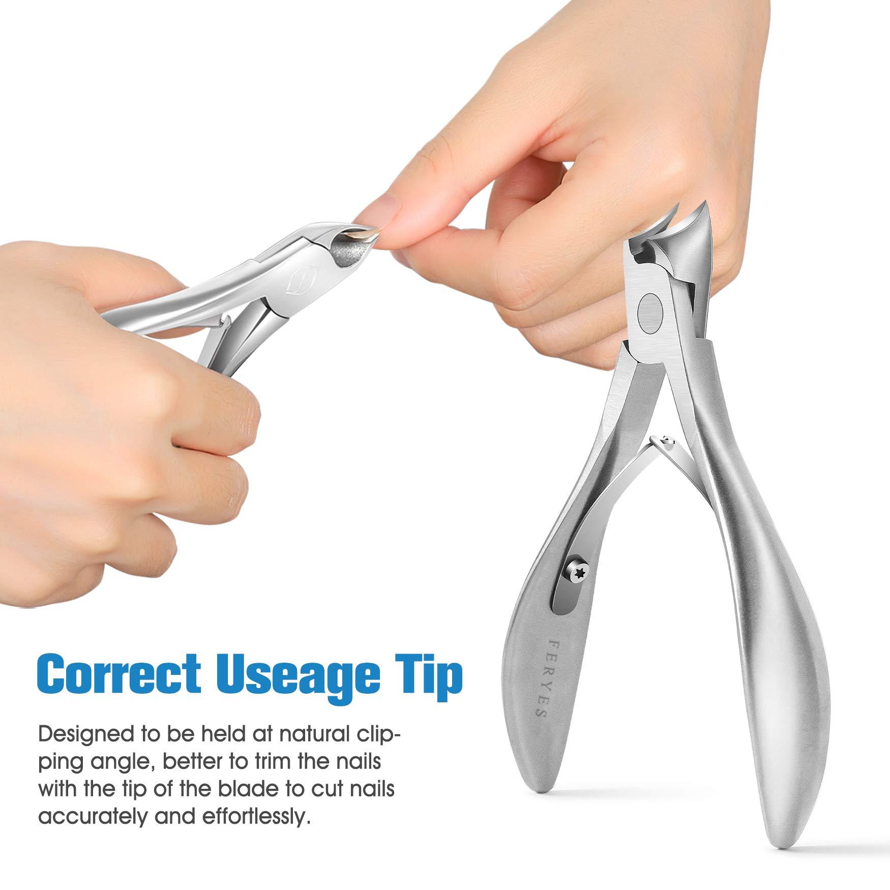 FERYES FERYES Toenail Clippers for Ingrown,Thick Toenails, 4R13 Stainless Steel Large Handle Fingernail Clipper,Nail Clipper - Silver