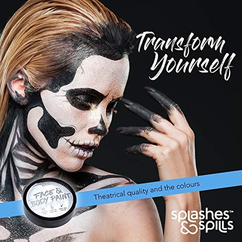 splashes & spills Face and Body Paint Cream - White, 18g Cake Tub - Pretend Costume and Dress Up Makeup by Splashes & Spills