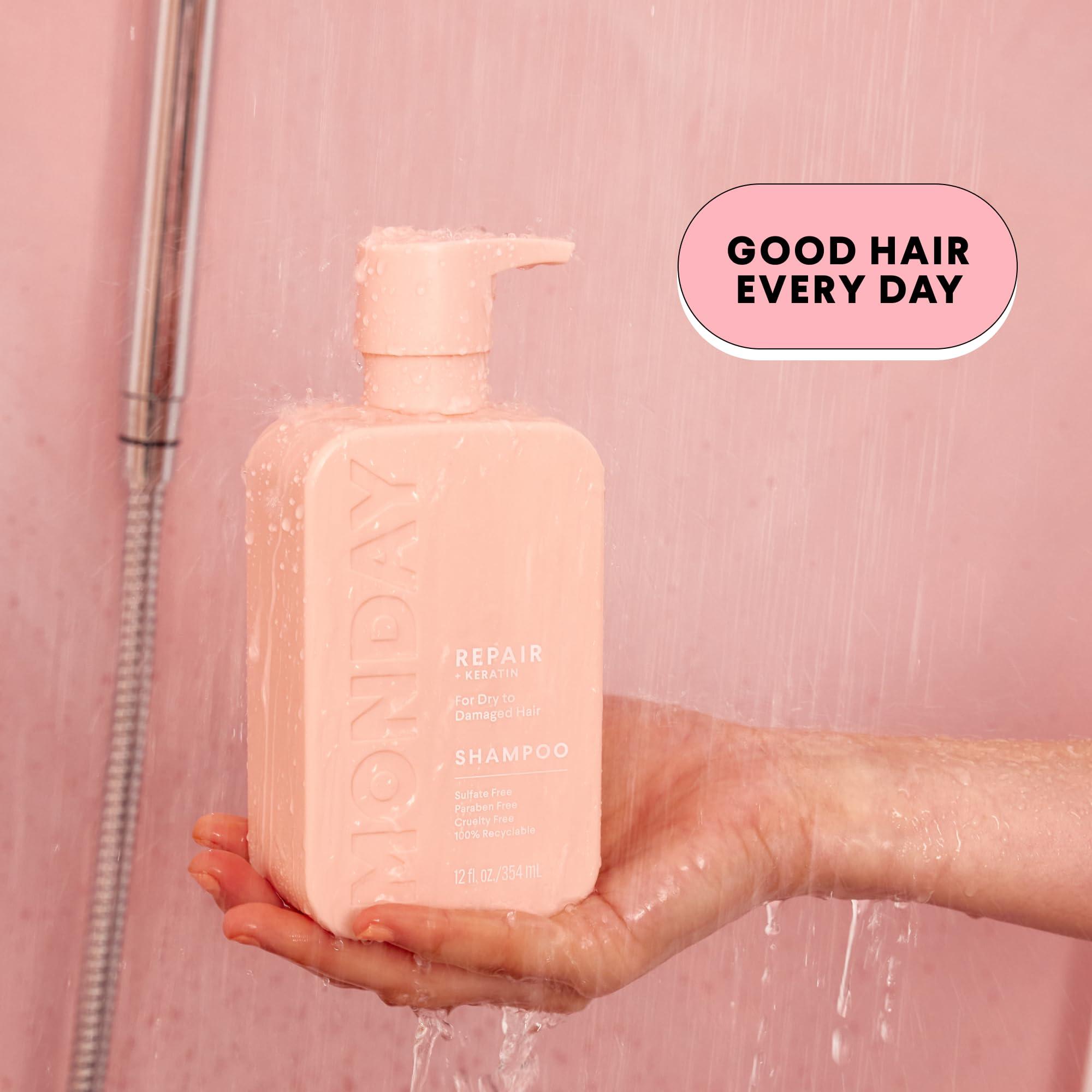 MONDAY HAIRCARE MONDAY HAIRCARE Repair Shampoo 12oz for Dry to Damaged Hair, Made with Keratin, Coconut Oil, Shea Butter and Vitamin E (350ml)