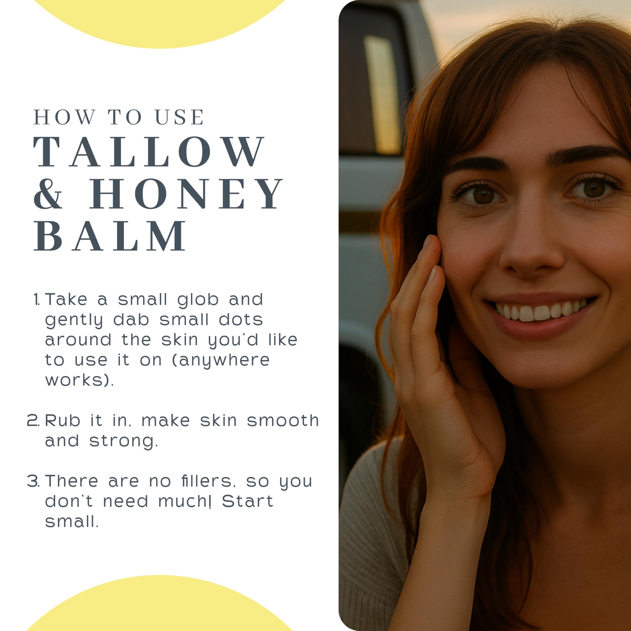 The Vanman Company Vanman\'s Tallow and Honey Balm With No Added Scent - Beef Tallow Face Moisturizer with Grass-Fed/Finished Beef Tallow for Skin, Organic Raw Honey and Beeswax, Cold Pressed Olive Oil - 2 oz