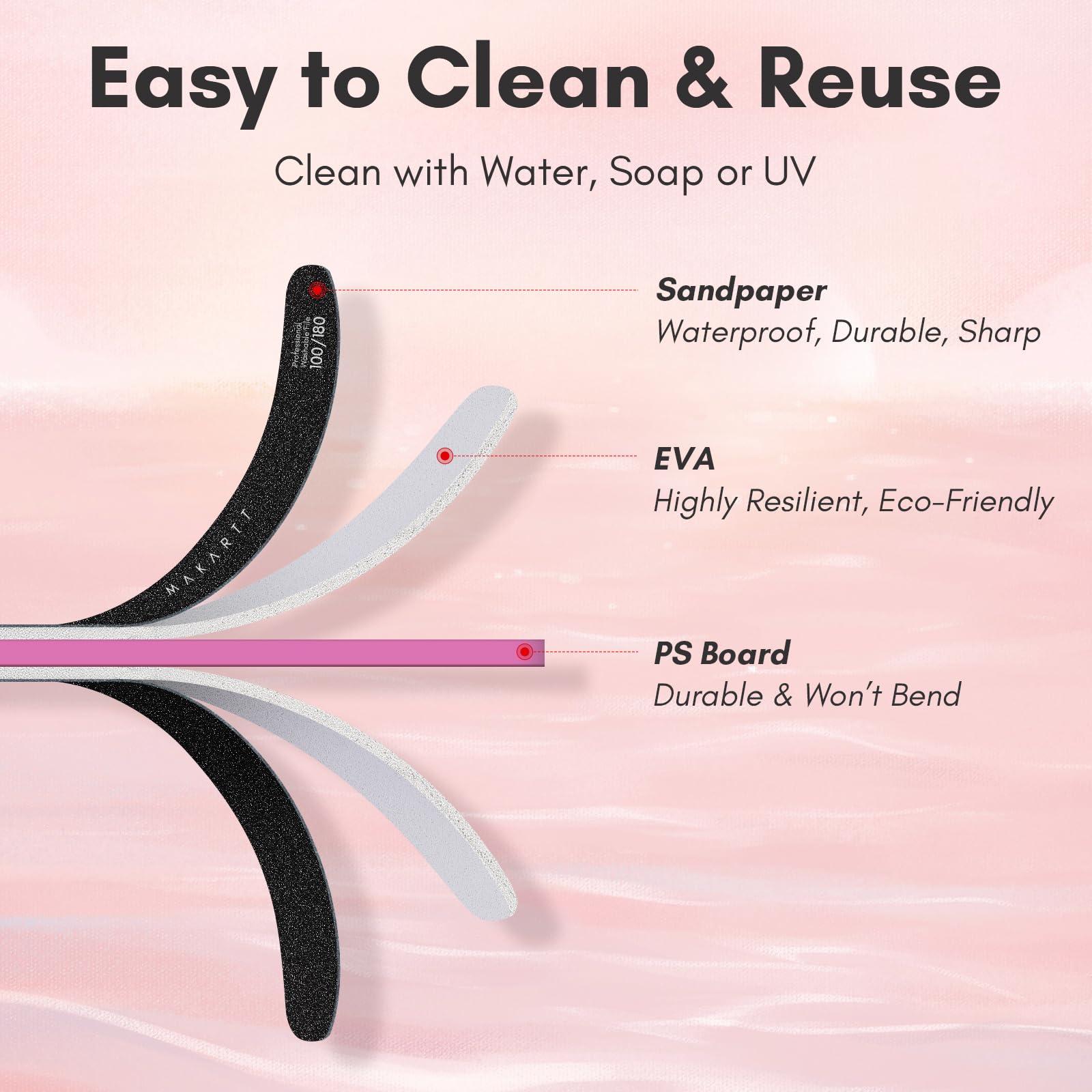 Makartt Makartt Nail File 100 180 Grit Emery Boards for Nails 10pcs Black Nail Files Professional Washable Doubled Sides Nail File Kit for Natural Acrylic Nails Coarse for DIY Salon Use