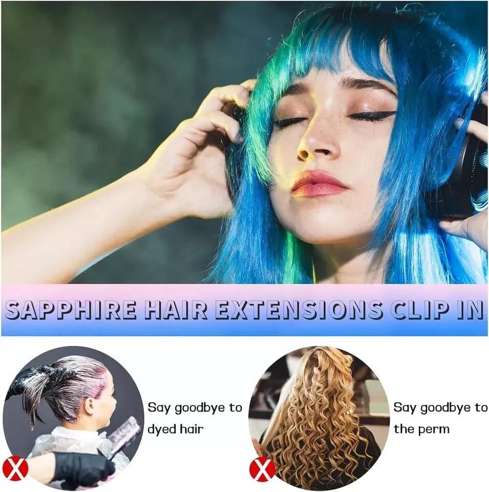 Belle G Belle G Clip In Rainbow Hair Fringe Bang, Human Hair, Side Swept Style (Grey Silver)