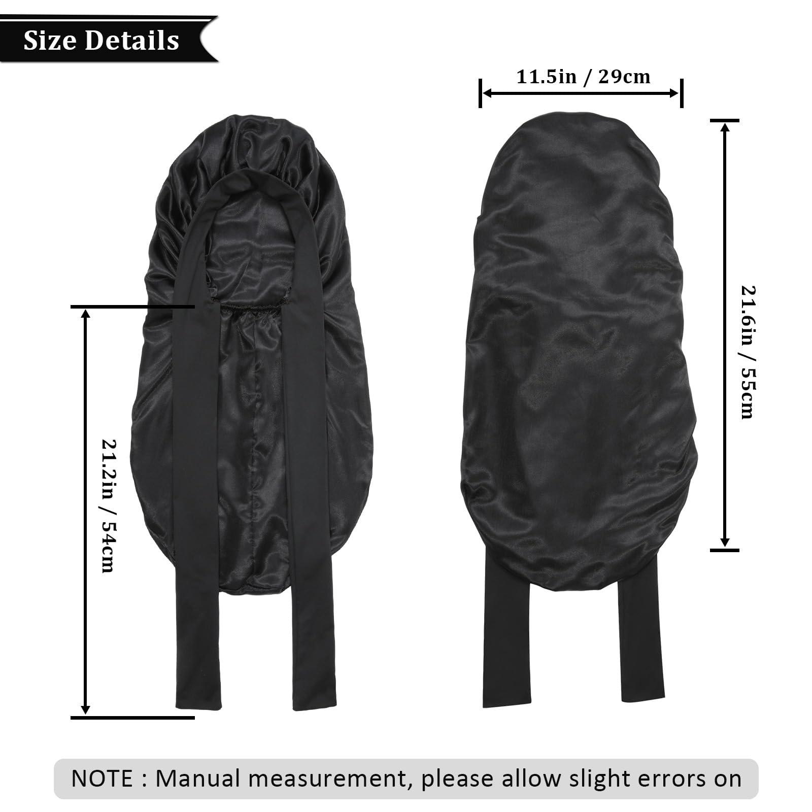 AWAYTR AWAYTR Long Toddler Silk Bonnet for Sleeping Elastic Satin Bonnets for Curly Hair Braid Bonnet Night Cap for Aged 3-12 Kids (Black)