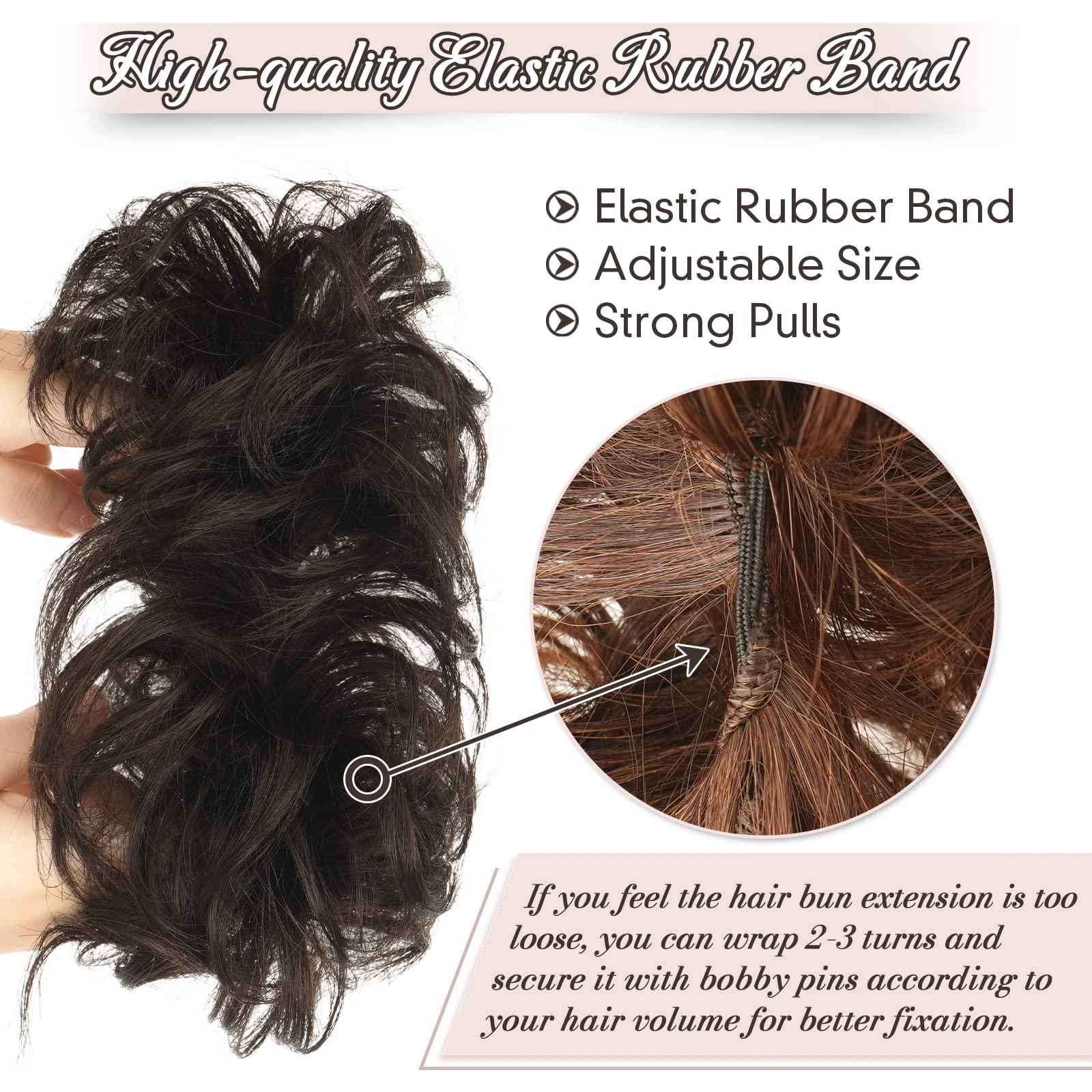 RUWISS RUWISS Messy Bun Hair Piece 100% Human Hair Messy Rose Bun Hair Buns Hair Piece for Women Real Hair Scrunchies Updo Hair Pieces Bun Extension Ponytail Messy Hair Bun (Darkest Brown)