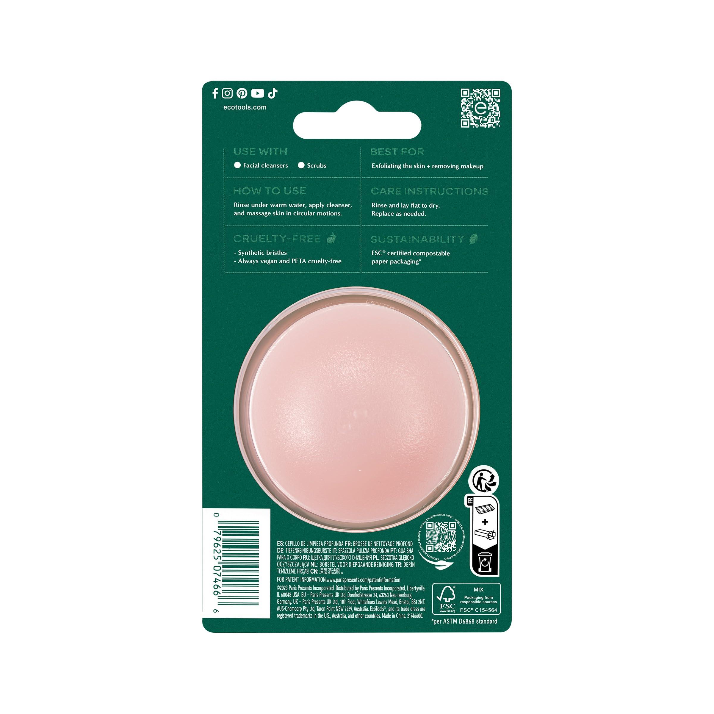 EcoTools EcoTools Mini Facial Cleansing Brush, Infused with Citrus, Boosts Collagen, Safe for Sensitive Skin, Exfoliates & Clean Pores, Travel Sized, Ecofriendly, Vegan & Cruelty-Free, 1 Count