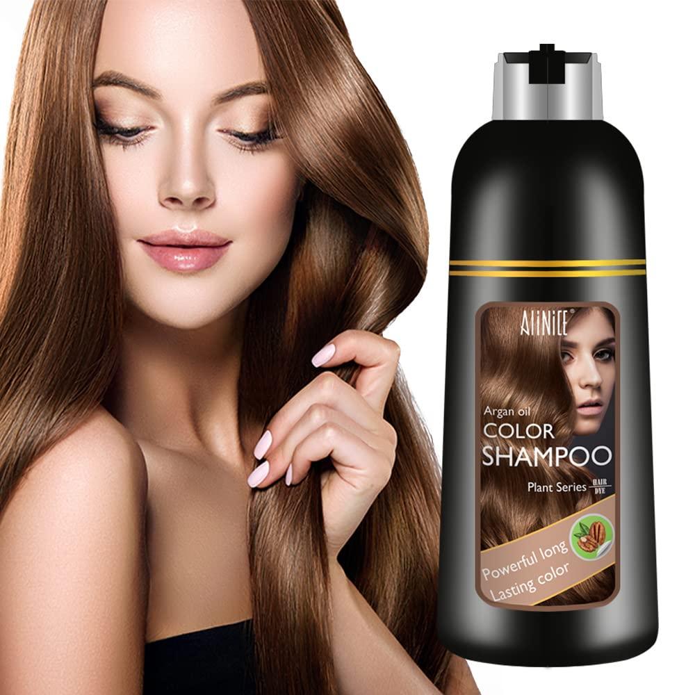 ALINICE ALINICE Gray Hair Shampoo - Enriched Dye Formula with Natural Ingredients - Long Lasting & DIY 500ml (dark brown)