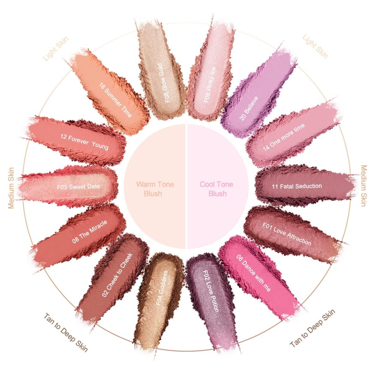 Oulac Oulac Peach Blush Makeup Fair Skin| Pigmented Powery Blush Korean Style| Natural Radiant Look| Blendable & Buildable Blush Light Skin| Vegan Cruelty-Free| 4.8g 16 Summer Time