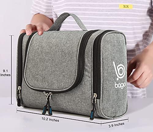 bago bago Travel Toiletry Bag for Women and Men - Large Waterproof Hanging Large Toiletry Bag for Bathroom and Travel Bag for Toiletries Organizer -Travel Makeup Bag (SnowGray)
