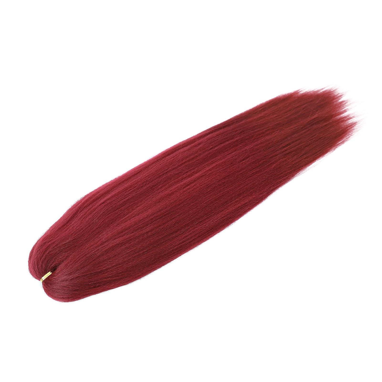 Dorsanee Dorsanee Burgundy Braiding Hair Pre Stretched 24 Inch 3 Packs Braiding Hair Extensions for Box Braids Twists Locs Hair Soft Yaki Texture Hot Water Setting (#Burgundy)