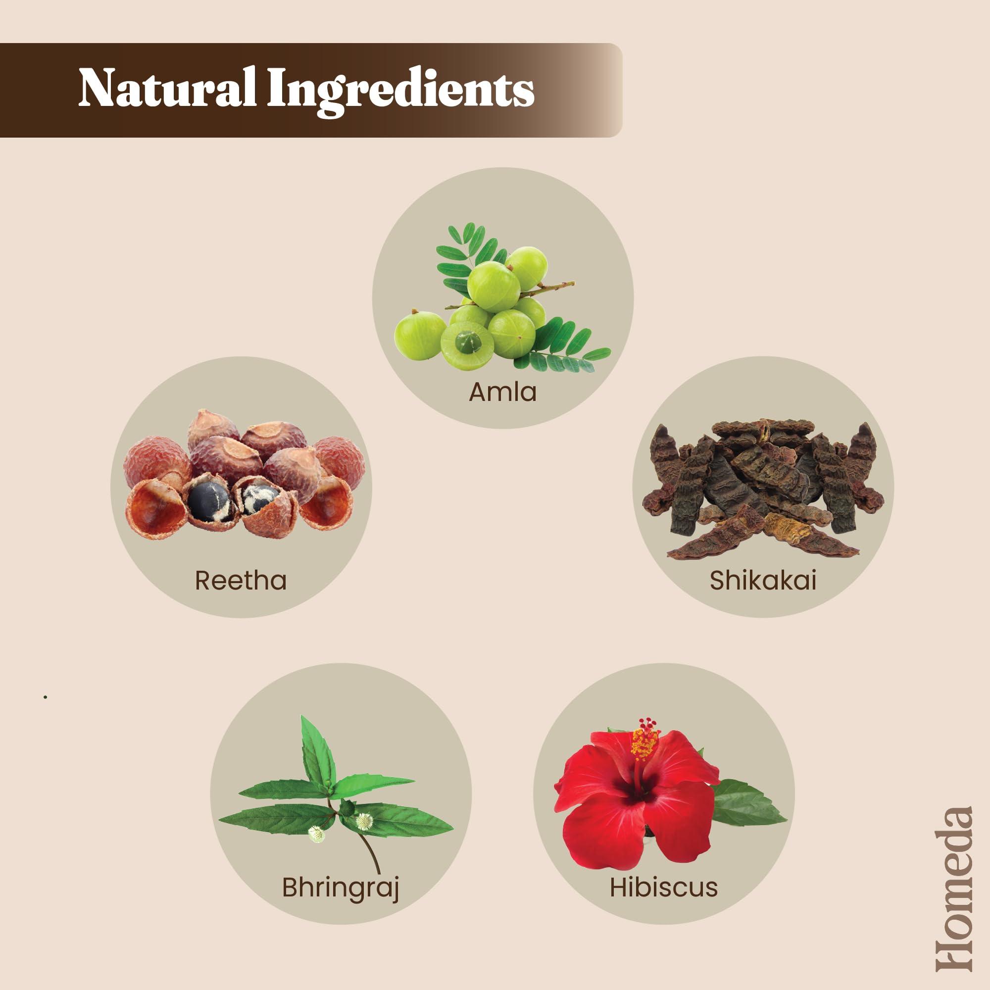 Shudh Online Herbal Hair Mask Powder Combo, Indian Ayurvedic Herbal Powder for Hair Growth (8.8oz, 250g), Organic Bhringraj, Hibiscus, Shikakai, Reetha, Amla Shampoo (1.76oz each)