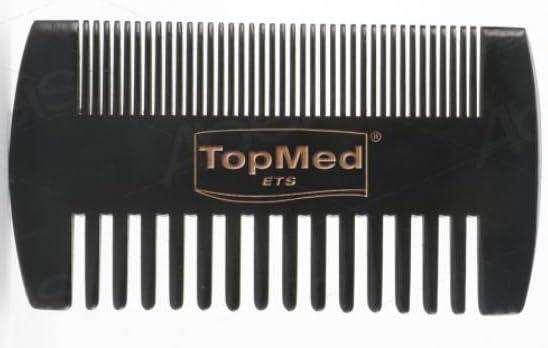 TOPMED ETS Portable Black Soft Bristle Hair Beard Brush and Comb Set