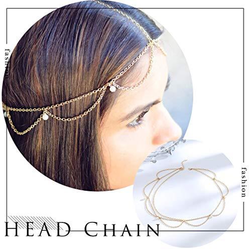 Edary Edary Boho Pearl Head Chain Gold Tassel Headband Hair Jewelry Accessory for Women or Girls.
