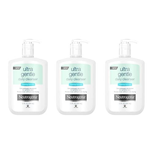 Neutrogena Neutrogena Ultra Gentle Daily Face Wash for Sensitive Skin, Oil-Free, Soap-Free, Hypoallergenic & Non-Comedogenic Foaming Facial Cleanser, 12 fl. oz, Pack of 3