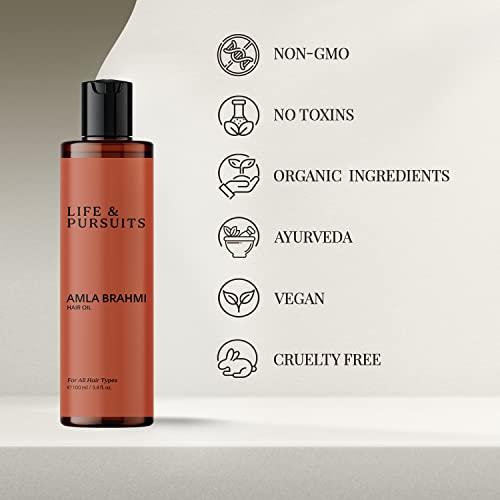 Life & Pursuits Life & Pursuits Amla Brahmi Oil for Hair and Scalp Nourishment - 3.4 Oz Natural Indian Ayurvedic Blend with Coconut, Castor, Sesame, Triphala, Gotukola for Healthy, Shiny Hair