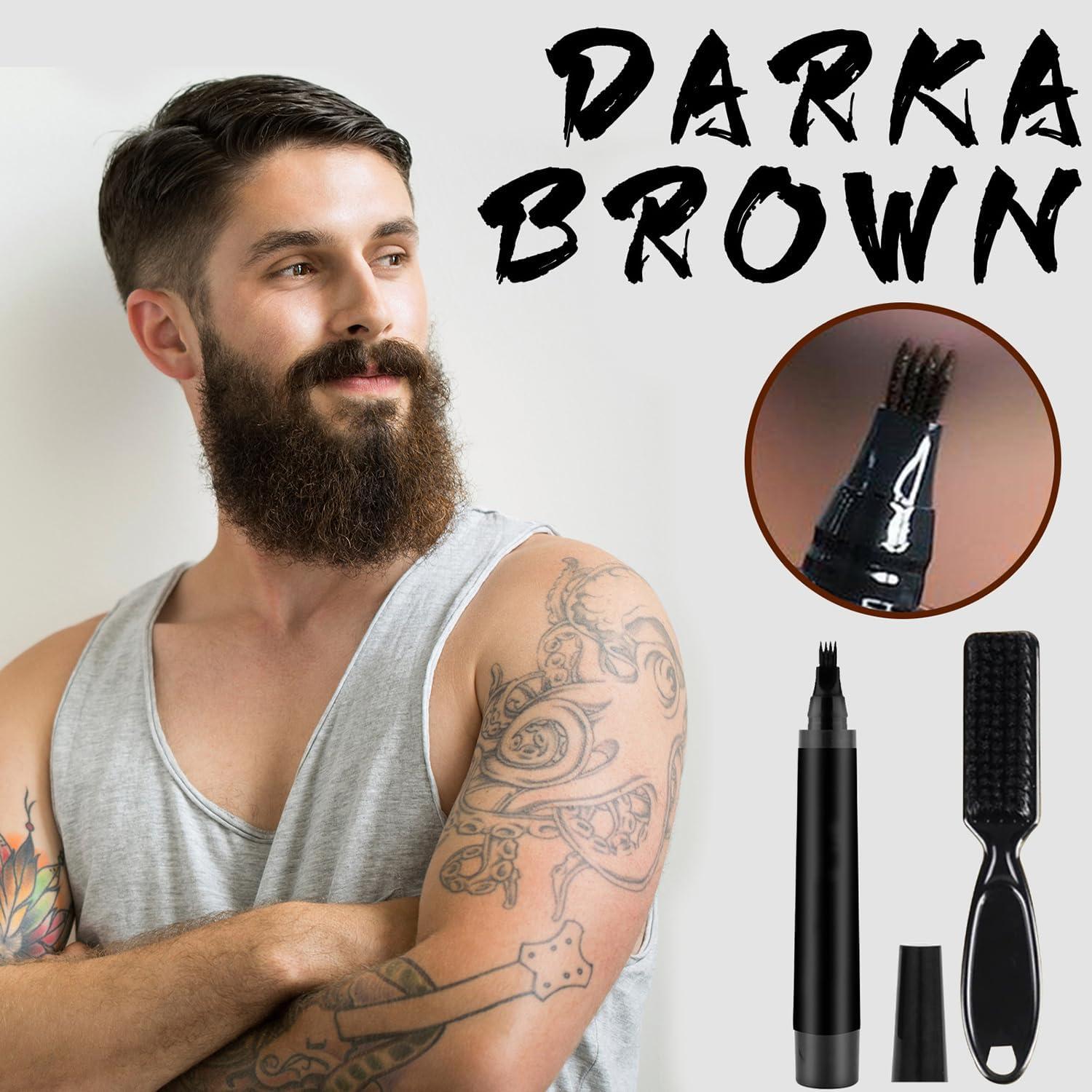 QINMAO 4 Points Multi-Used Pen,4 Points Multi-Used Waterproof Beard Filling Pen Kit,Magic Microblading Eyebrow Pencil,Waterproof 4 Tipped Precise Brow Pen (Dark brown)