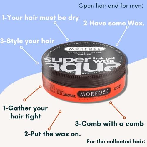 Morfose Morfose Super Aqua Hair Gel Wax with Strong Flexible 4 Hold, All Day Long, Hair Wax for Women and Men, Edge Wax, Gel Wax, Manage Flyaways, and Curls, Mango Scent, 5.92 fl. oz.