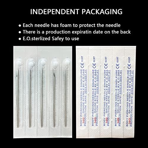 WOLAYI Piercing Needles,40PCS 13G Stainless Steel Sterile Disposable Surgical Steel Piercing Needles for Belly Navel Nipple Tongue Ear Piercing Needle(13G)