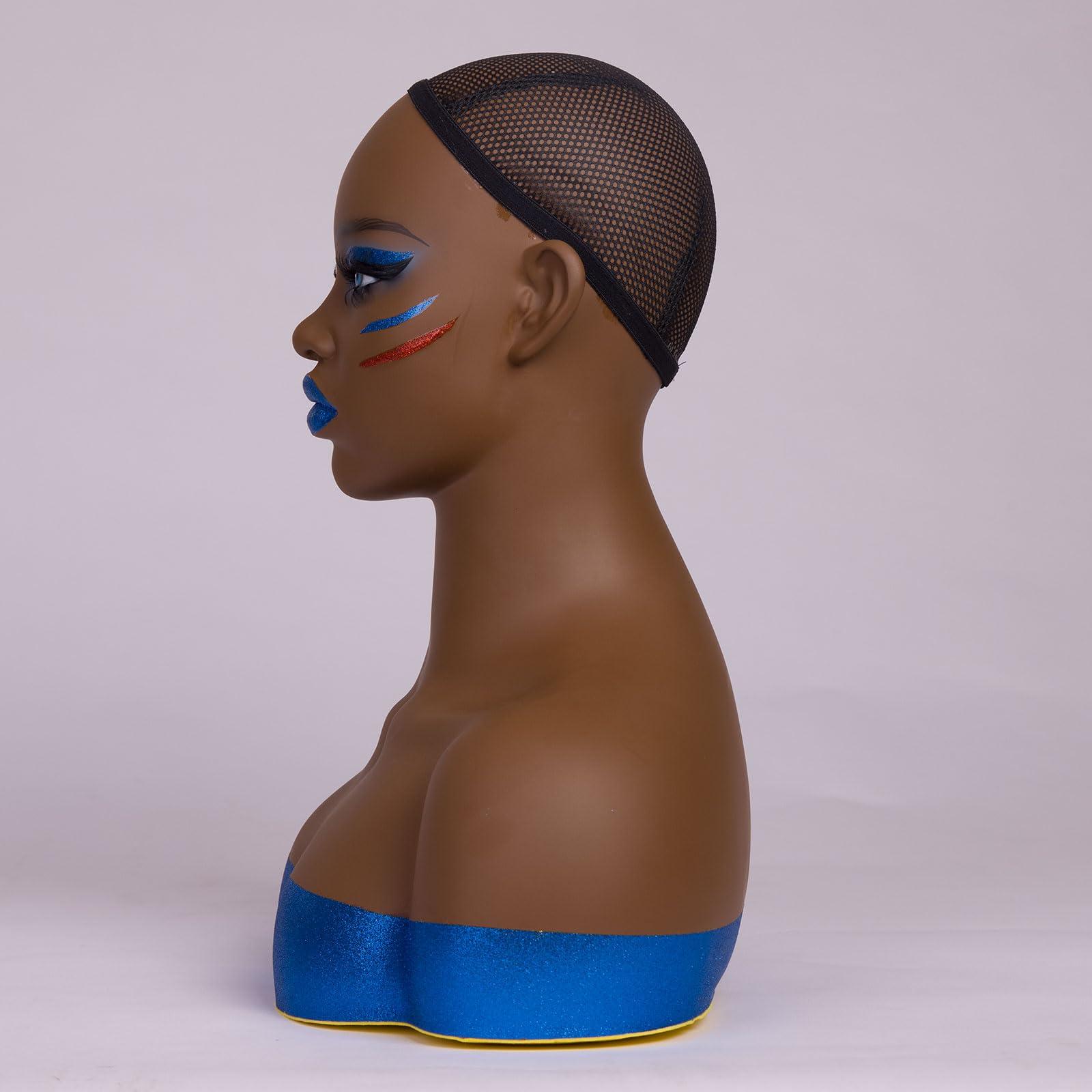 Hitleed Hitleed Mannequins Realistic Female Mannequin Head with Shoulders Dark Brown Display Manikin Head Bust for Wigs