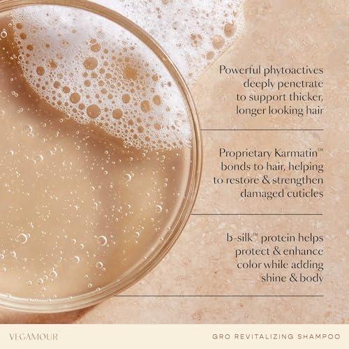 VEGAMOUR VEGAMOUR GRO Revitalizing Shampoo, Support Thicker, Fuller Looking Hair, Shampoo Formulated Without Sulfates for Thinning Hair with Vegan Keratin, Natural Citrus Scent (1.6 fl. oz.)