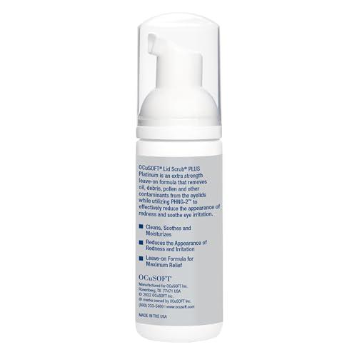 OCuSOFT OCuSOFT Lid Scrub PLUS Platinum Extra Strength Foaming Eyelid Cleanser - Leave-On Eyelid & Eyelash Cleanser with Phytosphingosine to Remove Oil, Dirt & Makeup -1.68 fl oz
