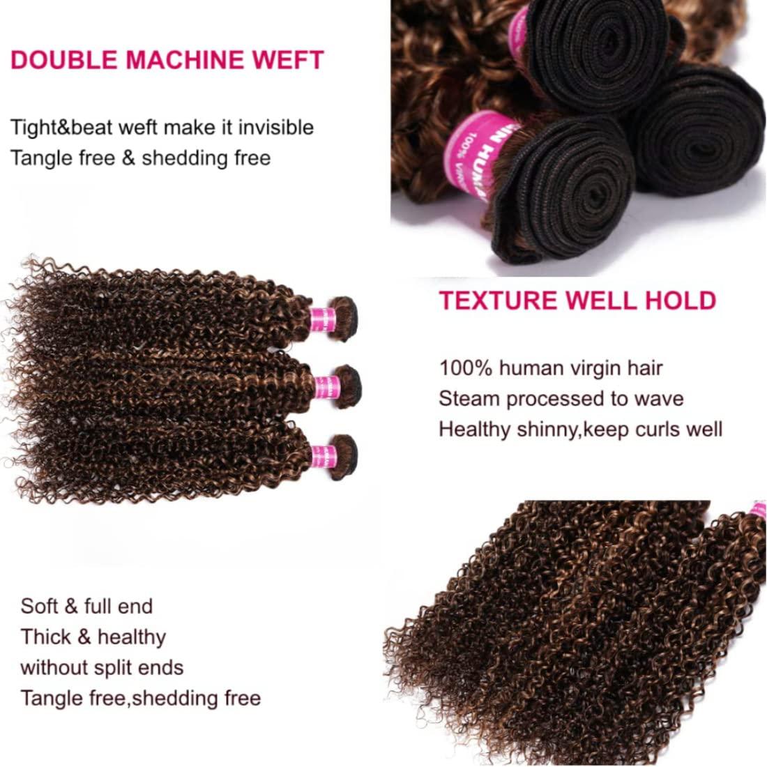 Sunber Sunber Human Hair Bundle Honey Blonde Highlight Curly Human Hair Weave Bundle 12A Brazilian Remy TL412 Highlights Balayage Color 14\"Inch Human Hair Weave Sew in Extension