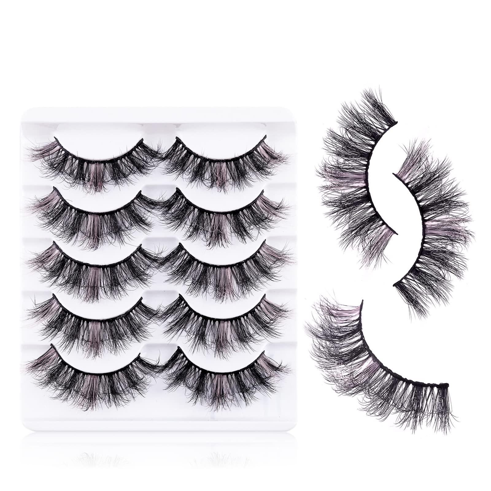 Braiton Braiton Colored Eyelashes Fluffy Eye Lashes 20 Pairs Russian Strip Lashes D Curl Strip Lashes Look Like Extensions 3D Natural Wispy Cat Eye Lashes,Pink