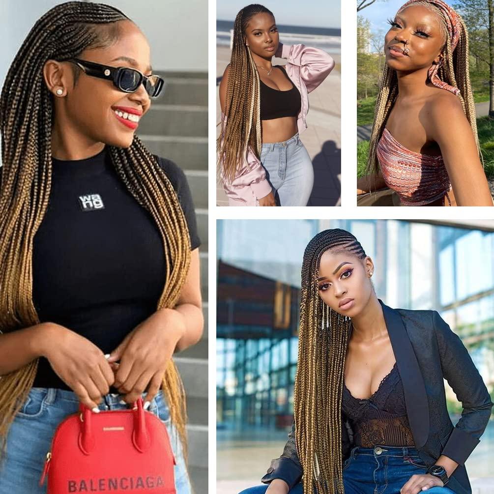 jiefeng Pre Stretched Braiding Hair 8 Packs Professional Synthetic Ombre Braids Hair Extensions for Women Grils Hot Water Setting Yaki Texture (26 Inch, 1B/30/27)