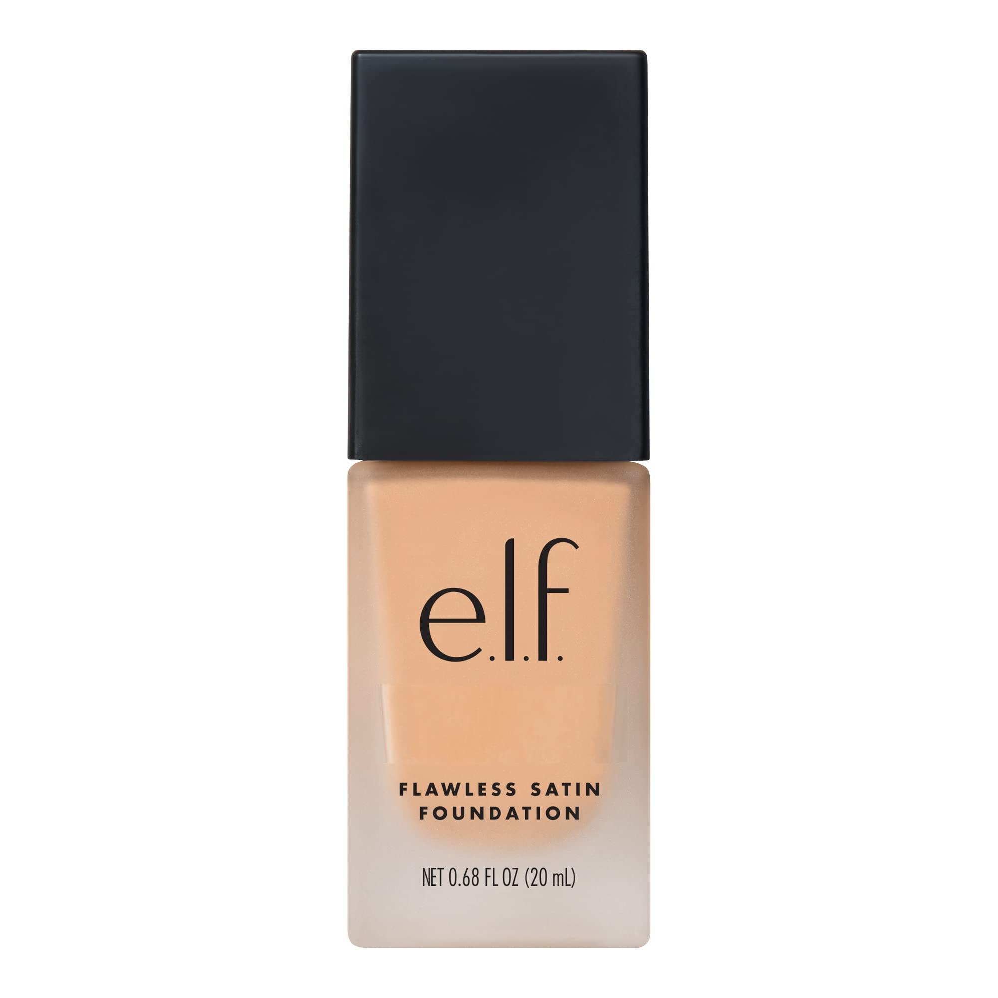 e.l.f. e.l.f. Flawless Satin Foundation, Lightweight & Medium Coverage, Semi-Matte Finish, Vegan & Cruelty-Free, Shell, 0.68 Fl Oz (20mL)