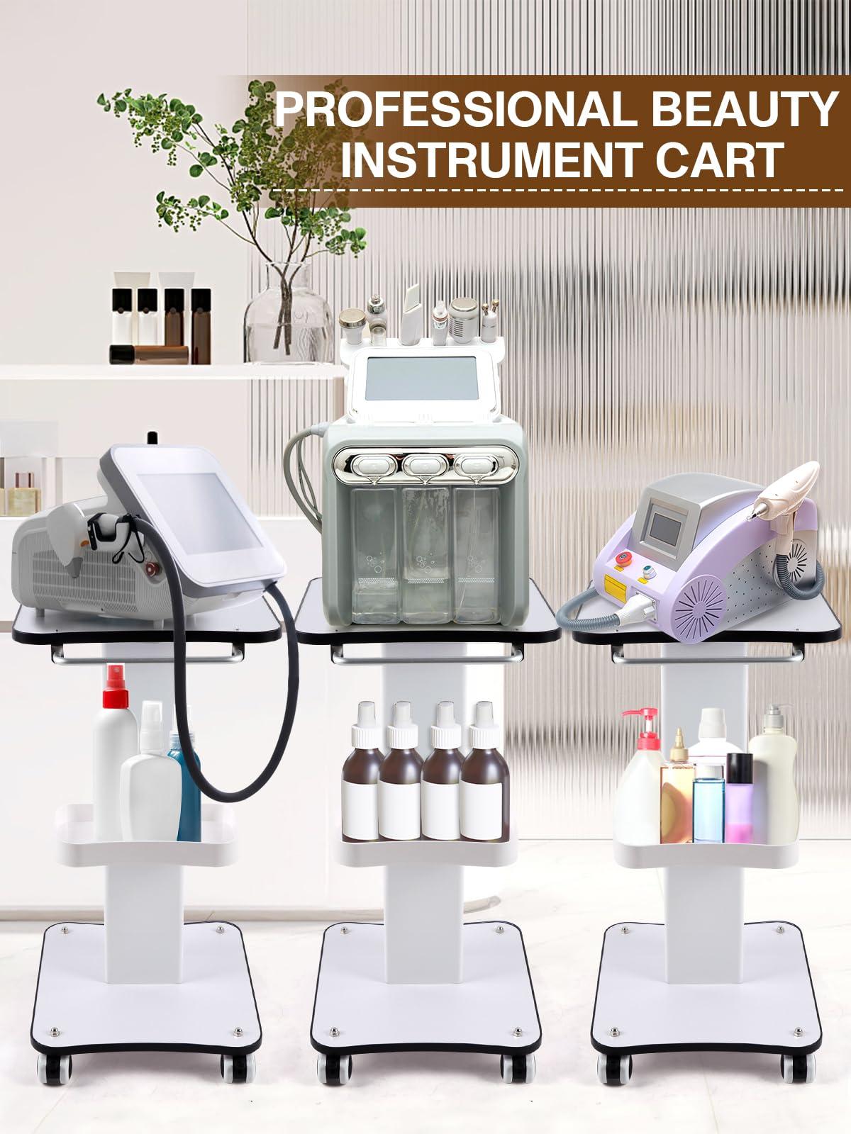 Kalolary Kalolary Beauty Salon Trolley Cart, Aluminum Spa Rolling Cart with Wheels Beauty Instrument Tray Rolling Cart with Tray Salon Rolling Trolley Cart