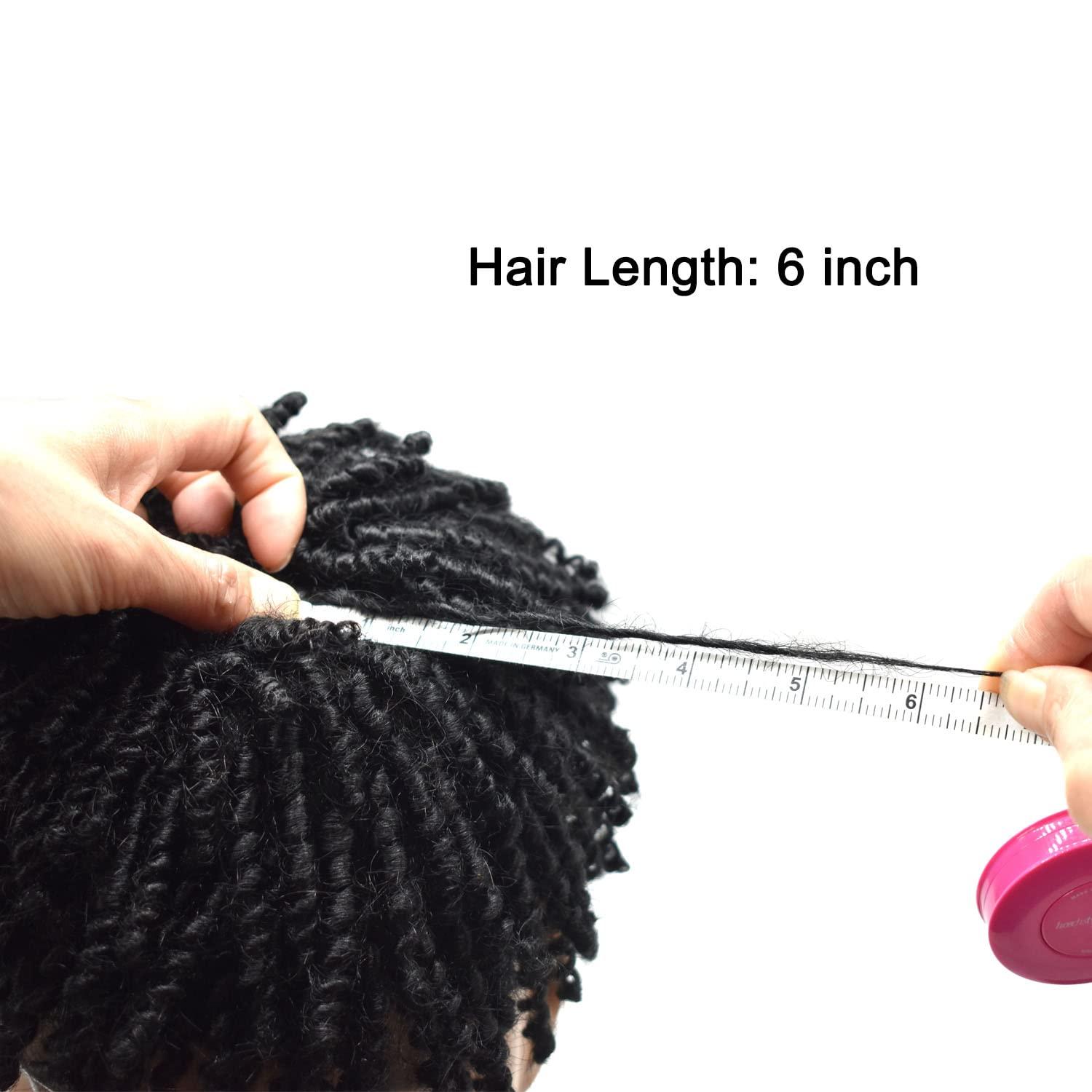 Generic Afro Kinky Twist Crochet Braids Hair for Black Men 8X10 African American Human Hair System Replacement Afro Toupee for Black Men All PU Injected Poly Thin Skin Hair Piece Mens Wig 6MM-6\",1B# Off Black