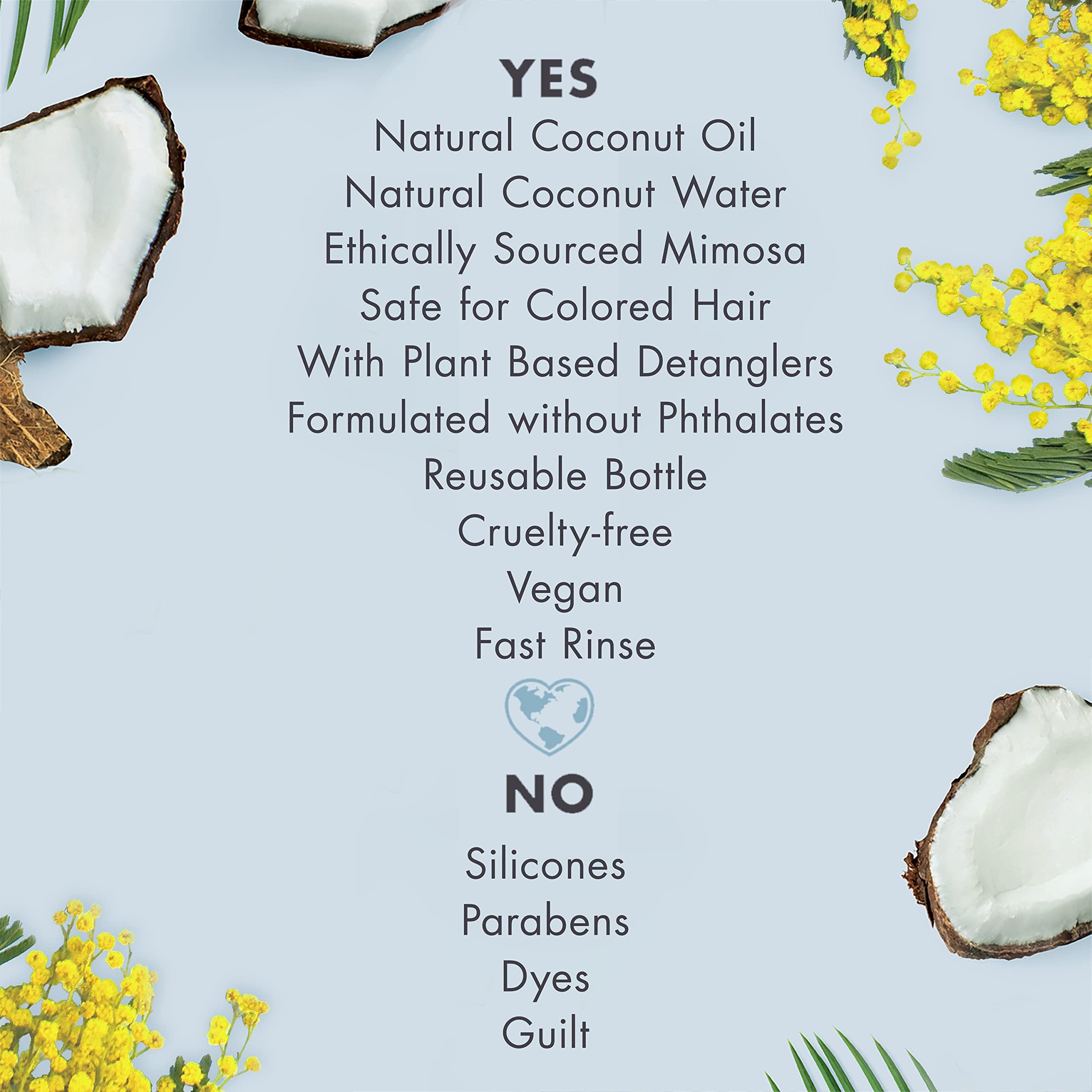 Love Beauty And Planet Love Beauty And Planet Silicone-Free Conditioner Thickening Conditioner for Fine Hair Coconut Water and Mimosa Flower in Reusable and Refillable Aluminum Bottle 16.5 fl oz