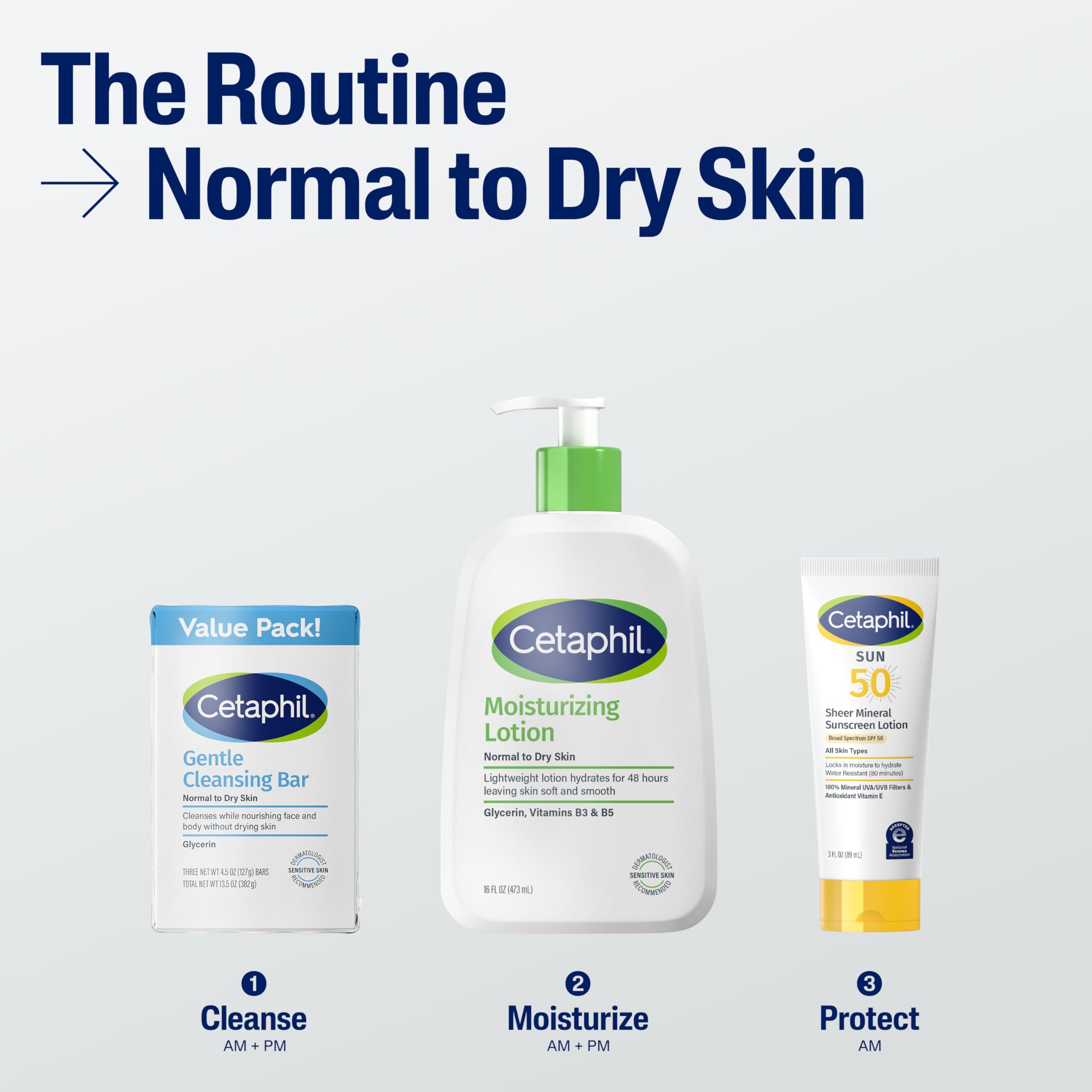 Cetaphil CETAPHIL Gentle Cleansing Bar, 4.5 oz Bar (Pack of 6), Nourishing Cleansing Bar For Dry, Sensitive Skin, Non-Comedogenic, (Packaging May Vary)