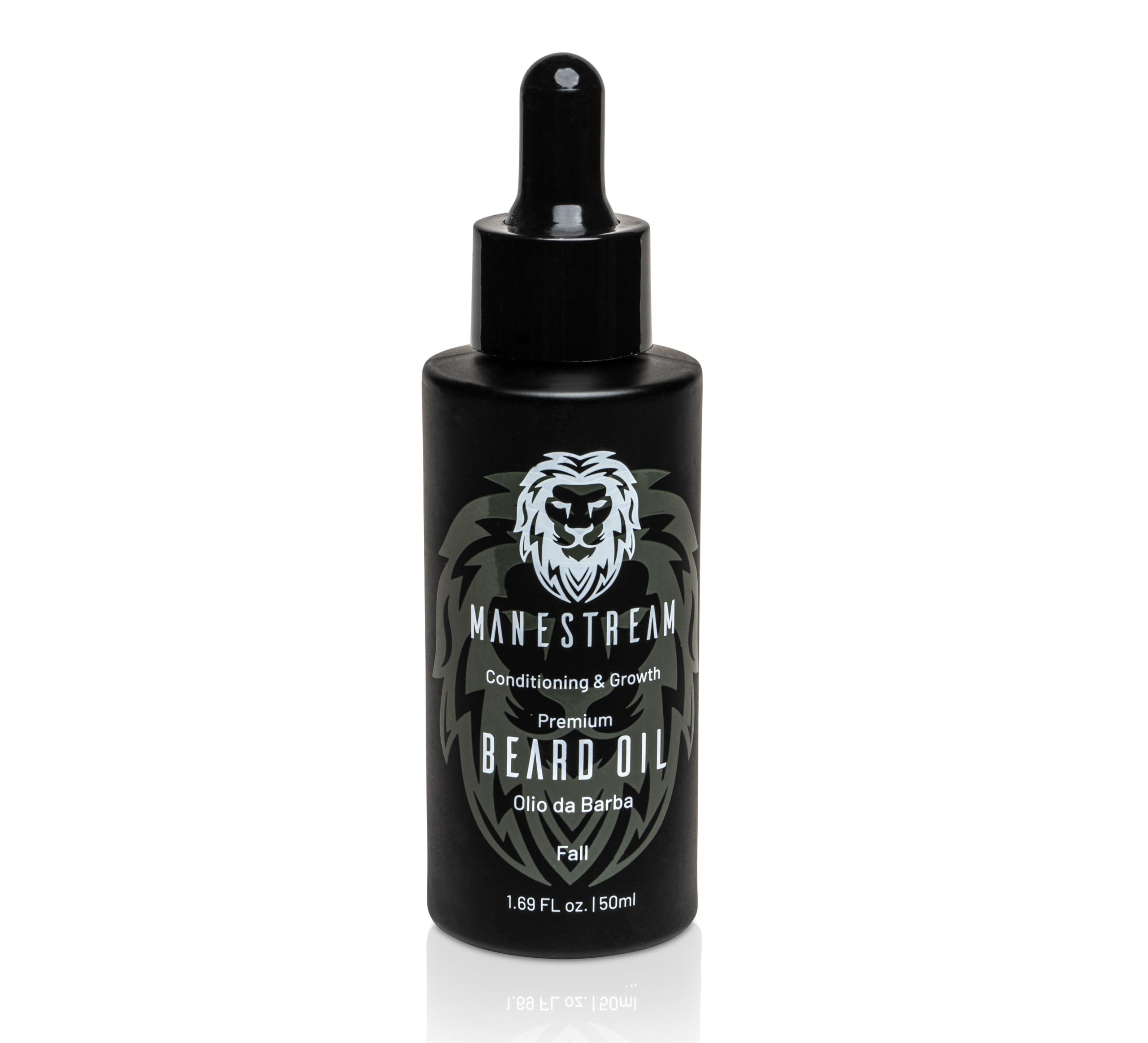 MAN & MANE MAN & MANE Manestream Beard Oil for Men, Beard Growth Oil, Hair Growth Oil with Jojoba, Macadamia, Sunflower, Olive Oils - 50ml (Fall (Sandalwood))