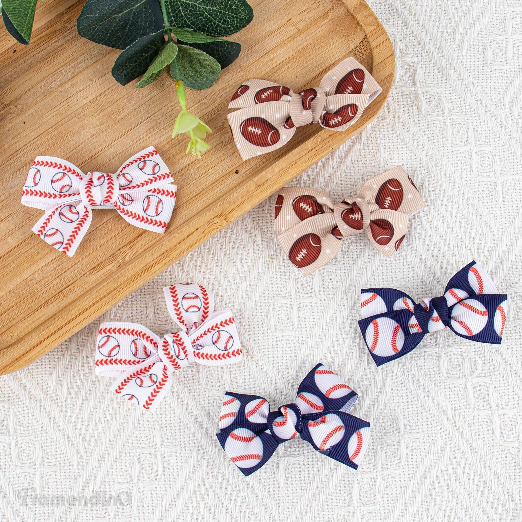 Framendino Framendino, 6 Pack Softball Baseball Hair Bow Clip Ribbon for Women Teens