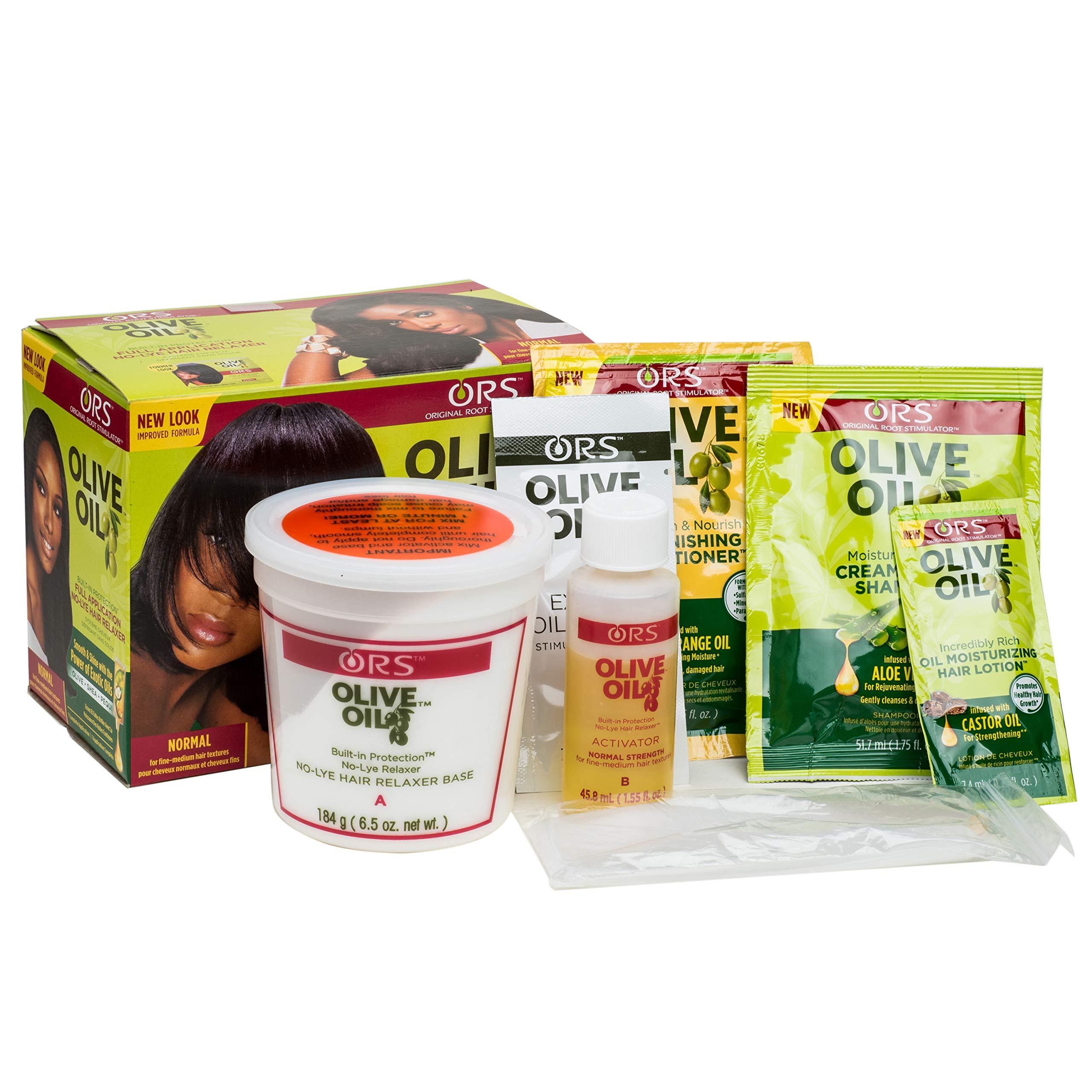 ORS ORS Olive Oil Built-In Protection Full Application No-Lye Hair Relaxer - Nourish & Grow* Hair & Scalp Oil Infused with Avocado Oil & Peppermint for Strength & Length - Bundle