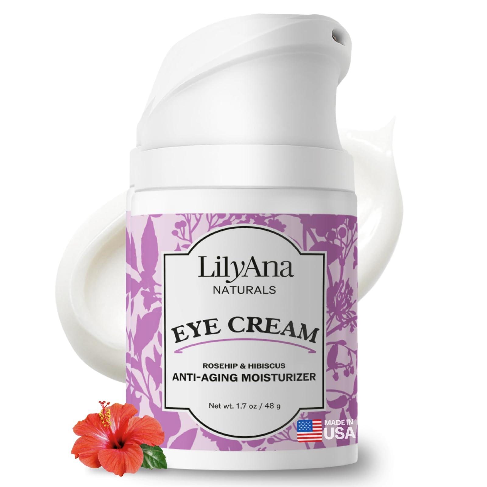 LilyAna Naturals LilyAna Naturals Eye Cream - Eye Cream for Dark Circles and Puffiness, Under Eye Cream, Anti Aging Eye Cream Reduce Fine Lines and Wrinkles (1.7 Ounce, Rosehip and Hibiscus (Tube))