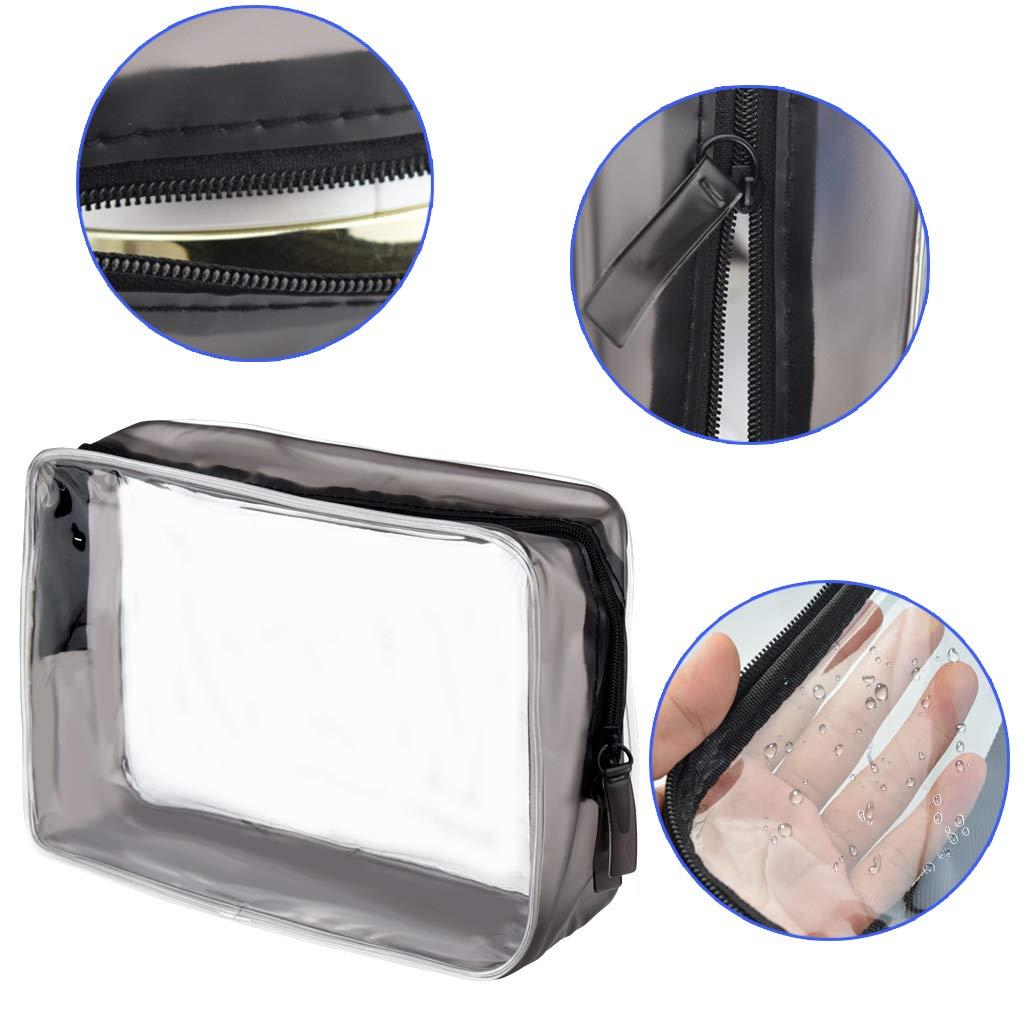 Wobe 5 Packs Clear Cosmetics Bag TSA Approved, Wobe PVC Zippered Toiletry Carry Pouch Portable Makeup Bag for Vacation Travel, Bathroom and Organizing Waterproof Makeup Vinyl Case (Large, Transparent)