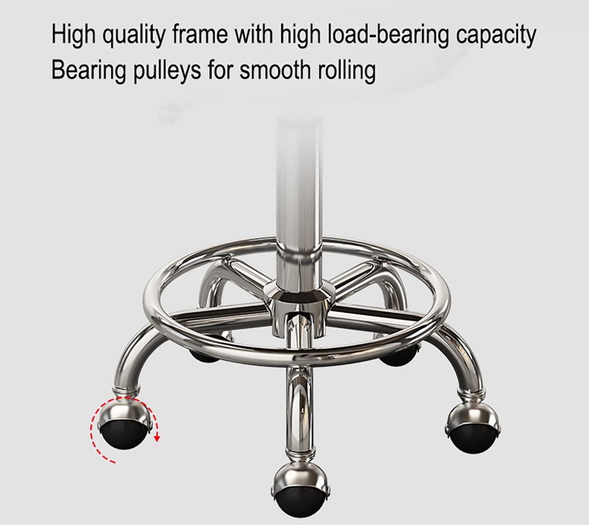 SOVORM Stool Chair Rolling Stool Height Adjustable Swivel Stool, Beauty Nail Barber Shop Stool Swivel Lift Round Stool with Pulley and Footrest for Kitchen Medical Studio,Blue (Brown) The New