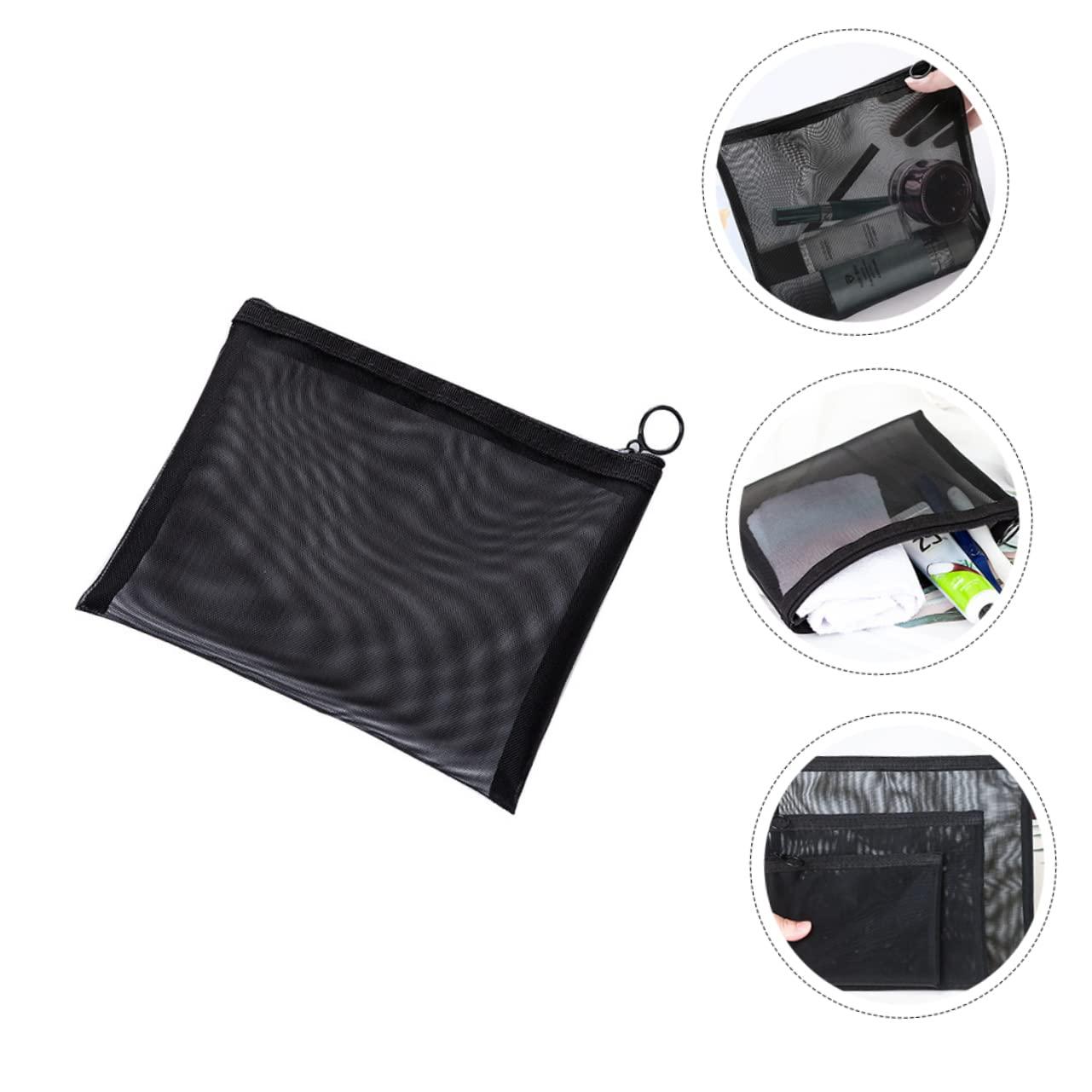 Ipetboom Ipetboom 5pcs Mesh Cosmetic Bag Travel Cosmetic Case Wallet Women Travel Toiletry Bag Makeup Bag Clear Bags Zippered Tote Makeup Kits for Women Travel Makeup Case Pouches Wash Pouch Black