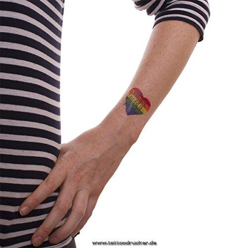 Tattoodrucker 10 x Heart Rainbow Tattoo- All you need is Love - CSD Tattoo - Heart Rainbow Tattoo Flag (10)