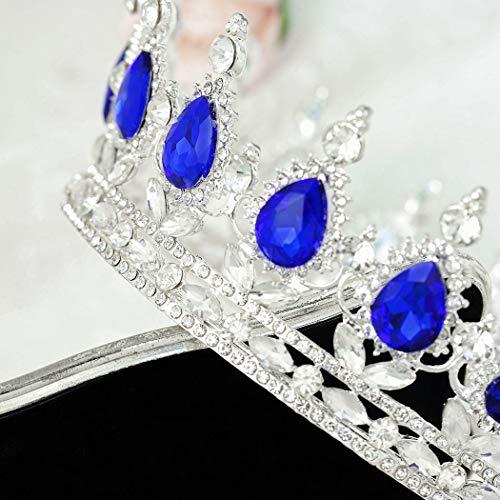Fairyu Fairyu Crowns and Tiaras Baorque Silver Rhinestone Vintage Bride Wedding Crowns Royal Birthday Crown Cake Topper Costume Headband Tiara for Women and Girls (Silve&Blue)