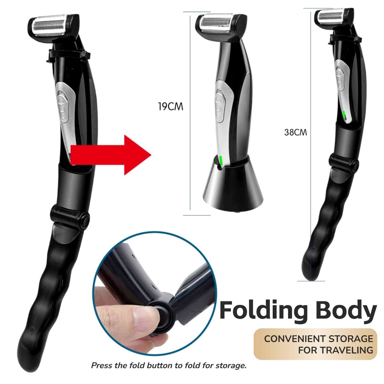 Yoidesu Yoidesu Back Shavers for Men, Body Shaver with Adjustable Extreme Reach Handle, Body Groomers Men\'s Electric Back Shaver with Charging Base, Wet Dry Use Back Groomer