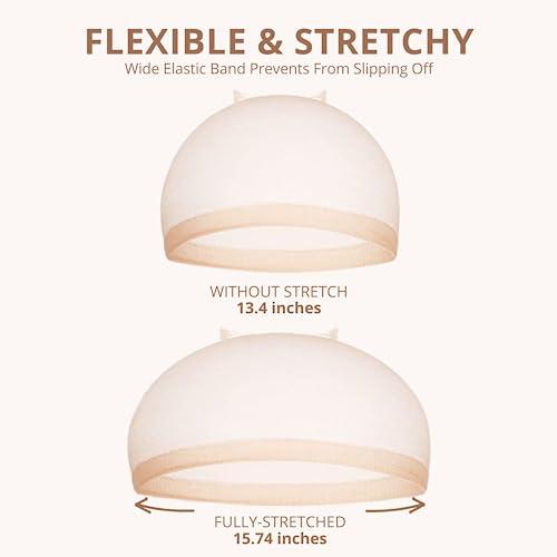 LERIAR LERIAR 6PCS HD Wig Caps For Lace Front, Stretchy Nylon Stocking Wig Caps, Ultra Thin Invisible Sheer Wig Caps for Women, Transparent and Breathable Nude Bald Cap for Wig