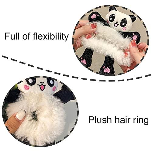 LELEVTXP Hair Tie Cartoon Panda Hair Band Cute Elastic Hair Scrunchy for Girls Women