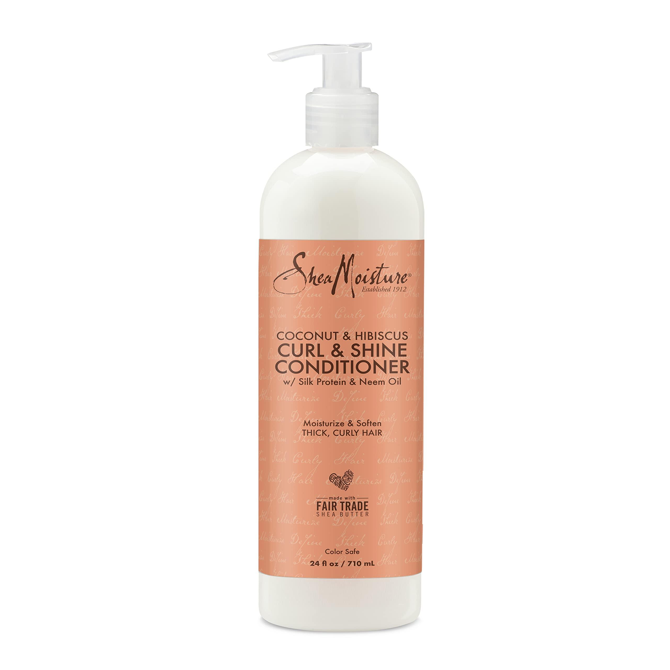 SheaMoisture SheaMoisture Coconut and Hibiscus Conditioner for Dry Curly Hair Coconut and Hibiscus Sulfate Free Conditioner, 24 Fl Oz & Fair Trade Sulfate Free Coconut Hibiscus Curl & Style Milk