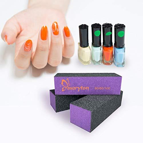 MARYTON Maryton Nail Buffer Sanding Block Polisher Buffing File 60/100 Grit for Acrylic Nail Art Kit Manicure Tools 10 PCS (Black Purple)